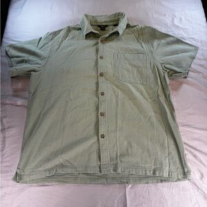 Royal Robbins Casual Green Button-Up Shirt Short Sleeve Cotton Pocket Size XL